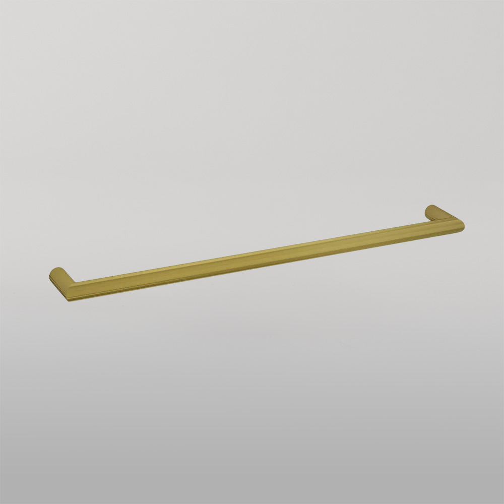 Round Single Bar Heated Towel Rail Brushed Gold