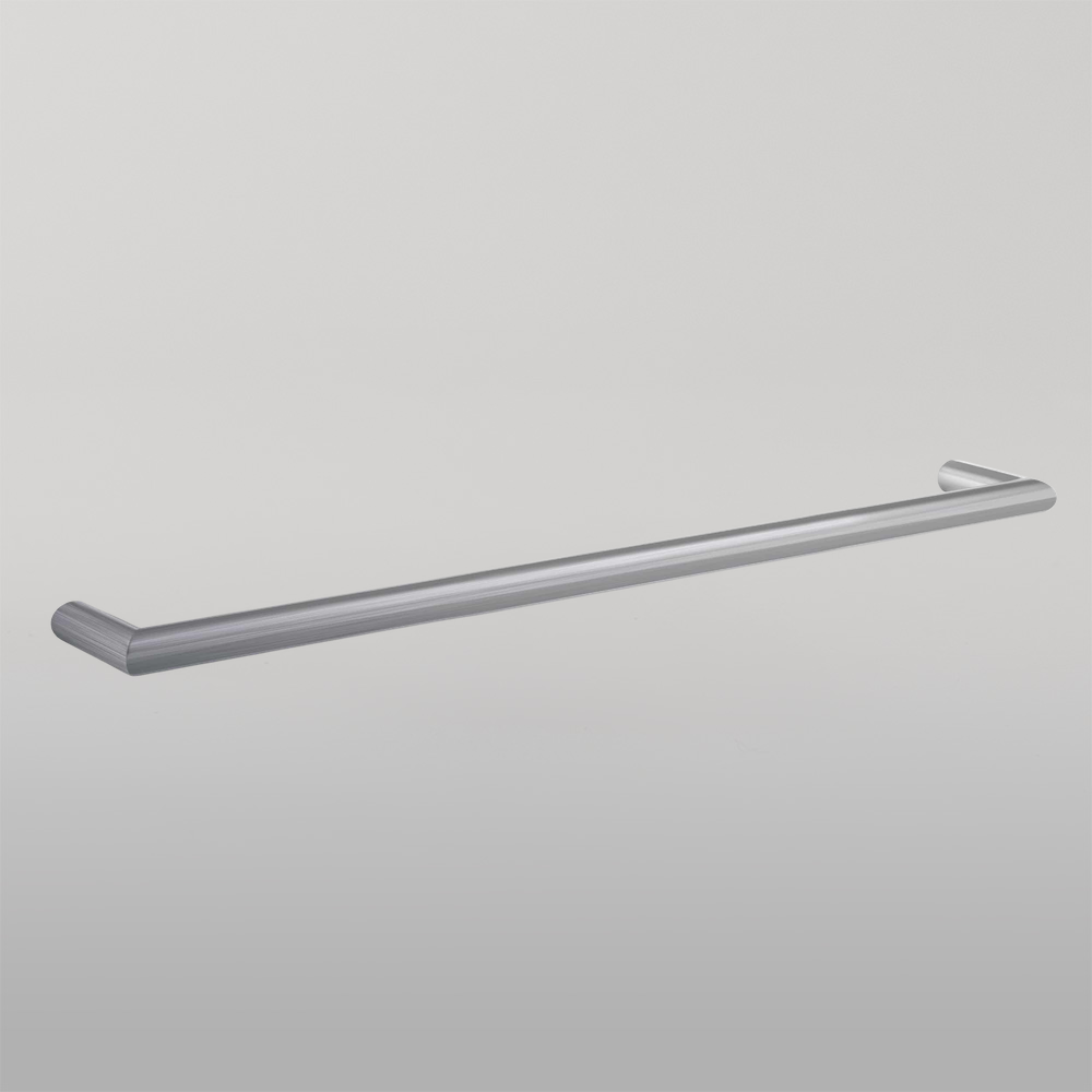 Brushed Round Single Bar Heated Towel Rail Brushed Stainless Steel