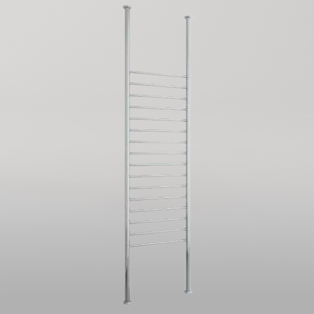 Straight Round Floor to Ceiling Heated Towel Rail Polished Stainless Steel