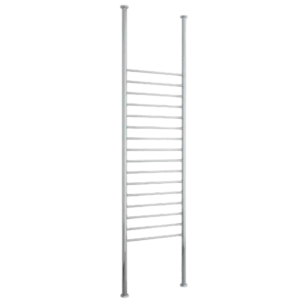 Straight Round Floor to Ceiling Heated Towel Rail Polished Stainless Steel