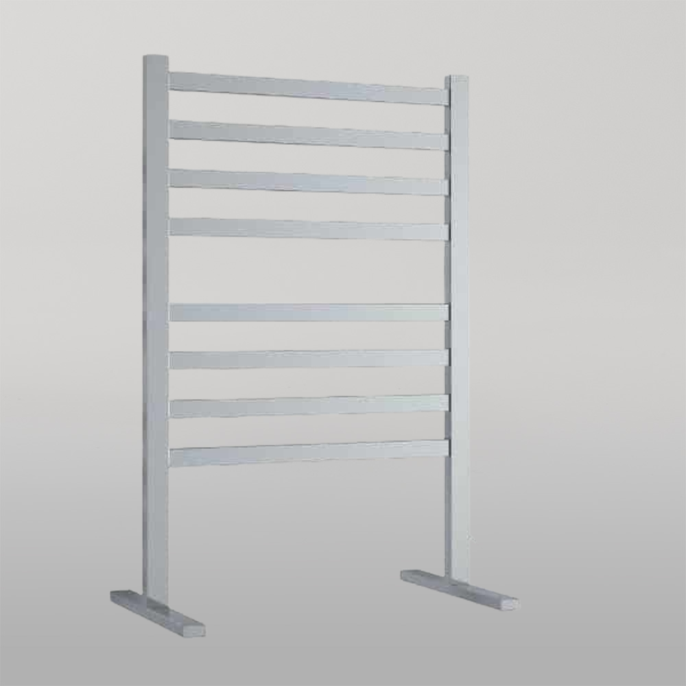 Straight Flat Free-Standing Heated Towel Rail Polished Stainless Steel