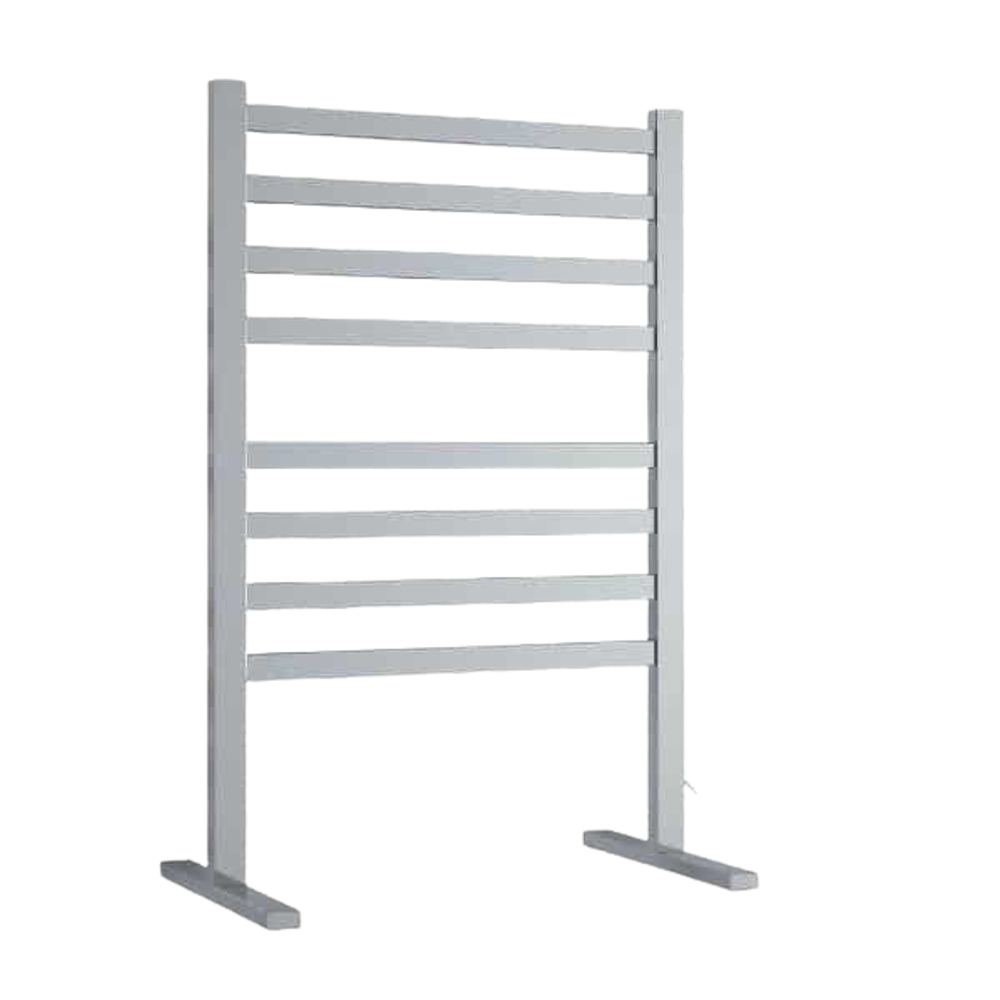 Straight Flat Free-Standing Heated Towel Rail Polished Stainless Steel