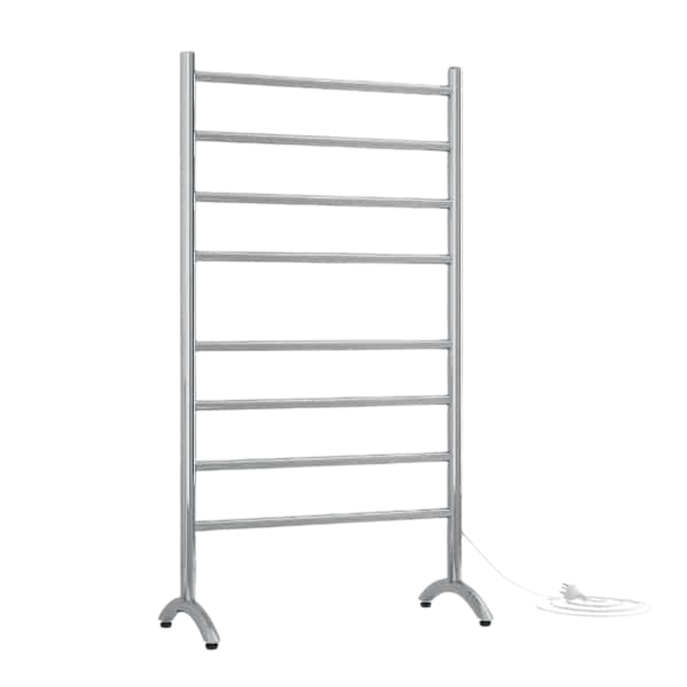 Straight Round Free-Standing Heated Towel Rail Polished Stainless Steel