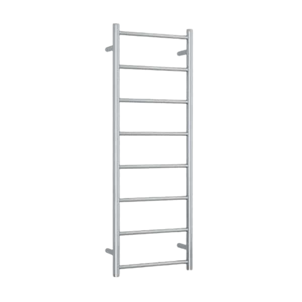 Straight Round Stainless Ladder Heated Towel Rail Polished Stainless Steel