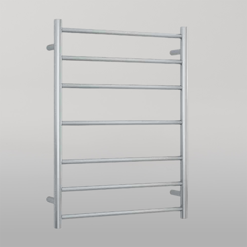 Brushed Straight Round Ladder Heated Towel Rail  600mm Brushed Stainless Steel