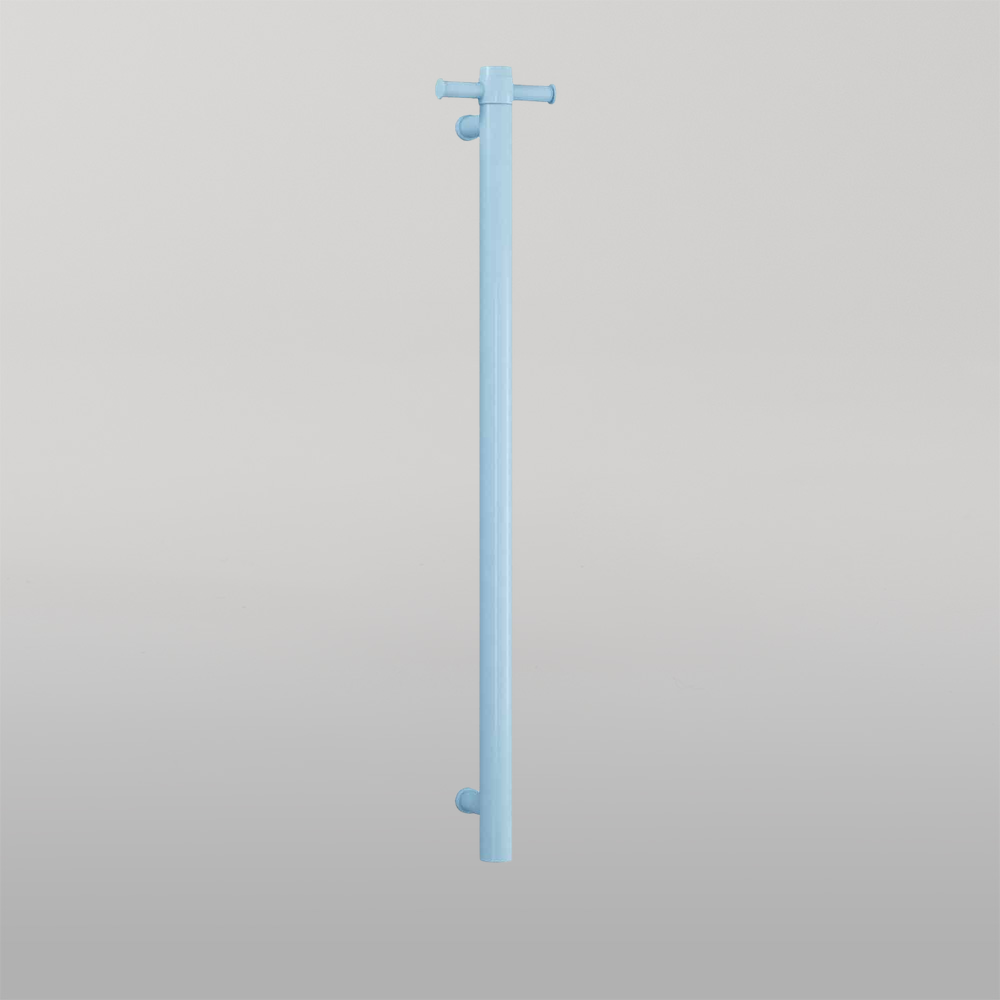 Horizon Blue Straight Round Vertical Single Heated Towel Rail Horizon Blue Pastel