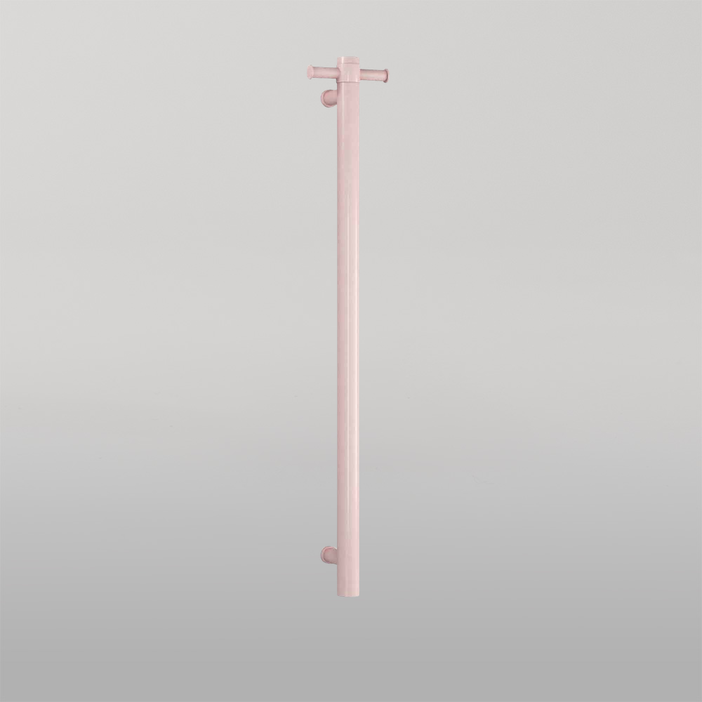 Dusty Pink Straight Round Vertical Single Heated Towel Rail Dusty Pink Pastel