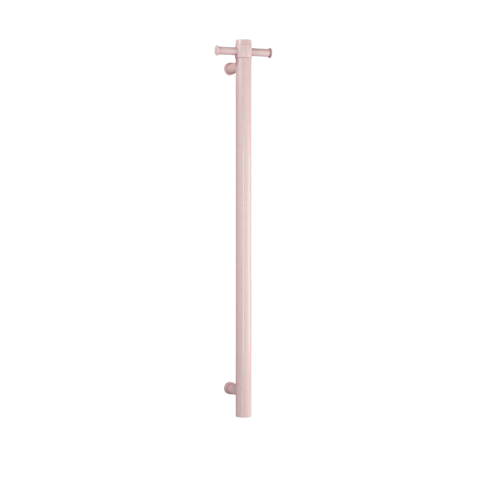 Dusty Pink Straight Round Vertical Single Heated Towel Rail Dusty Pink Pastel