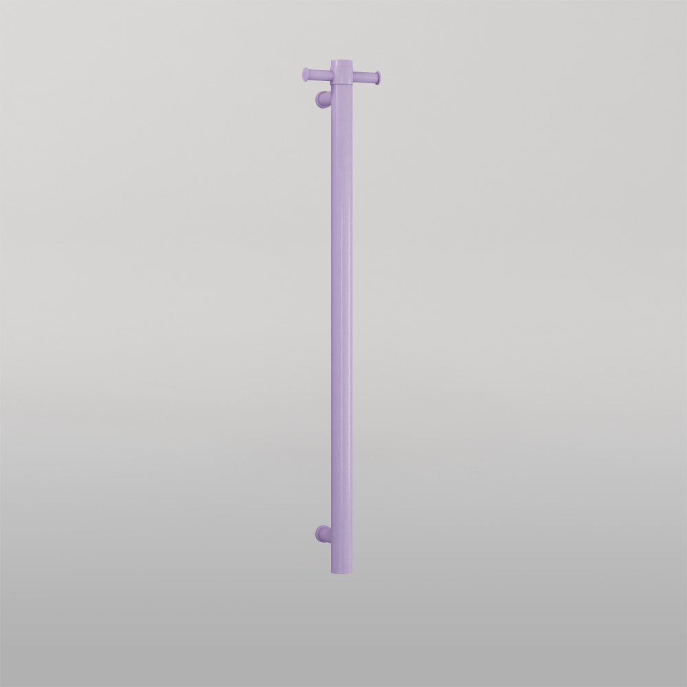 Lilac Satin Straight Round Vertical Single Heated Towel Rail Lilac Satin Pastel