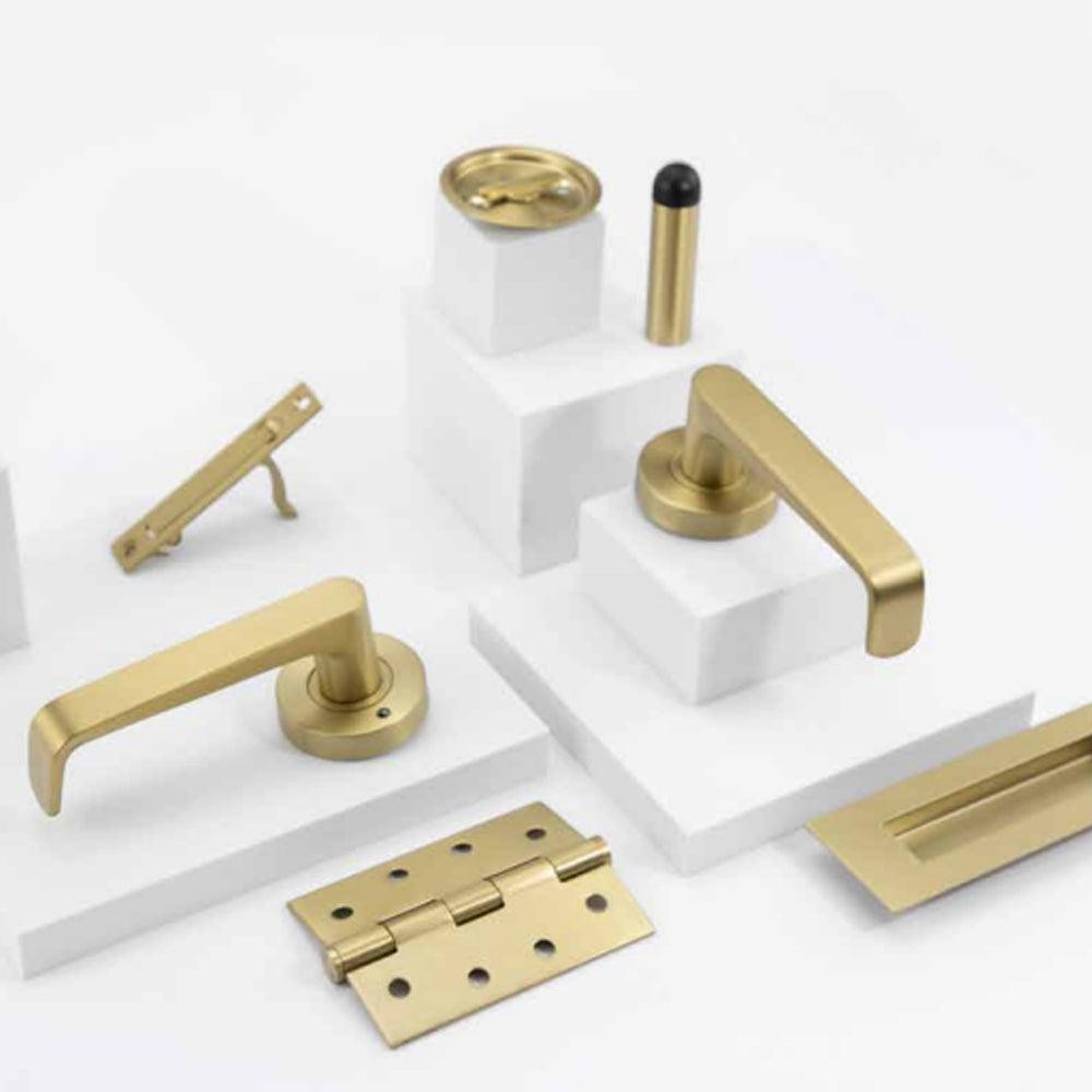 Lockwood Vivid Lever V1 Passage Set with Latch Satin Brass