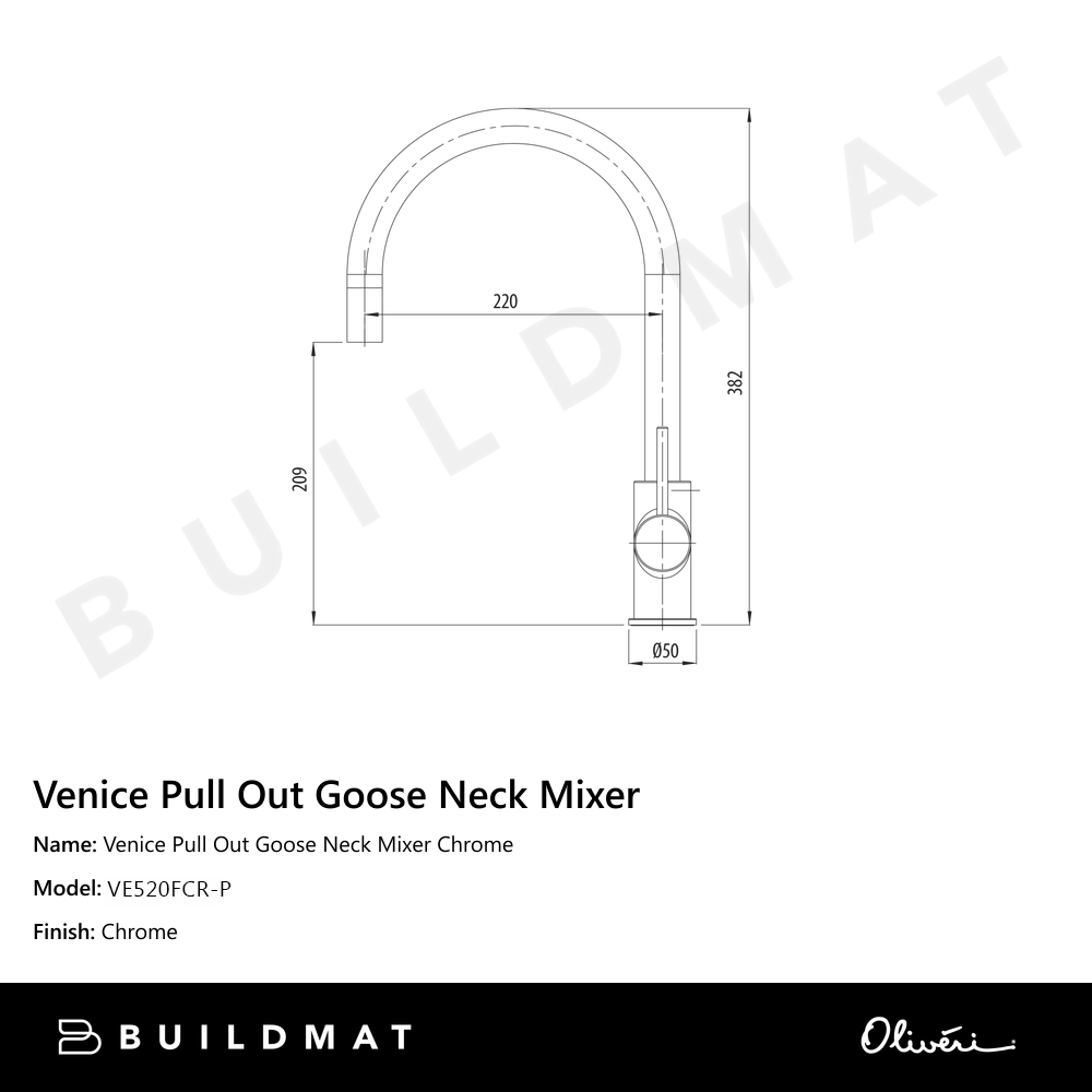 Venice Pull Out Goose Neck Mixer Chrome