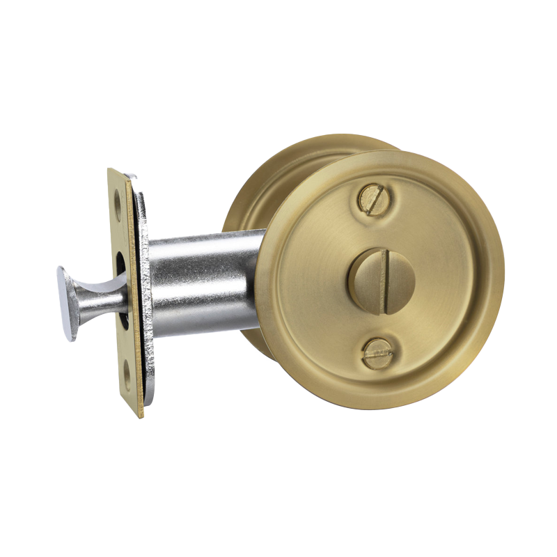 Lockwood Vivid Cavity Slider Privacy Set Satin Brass