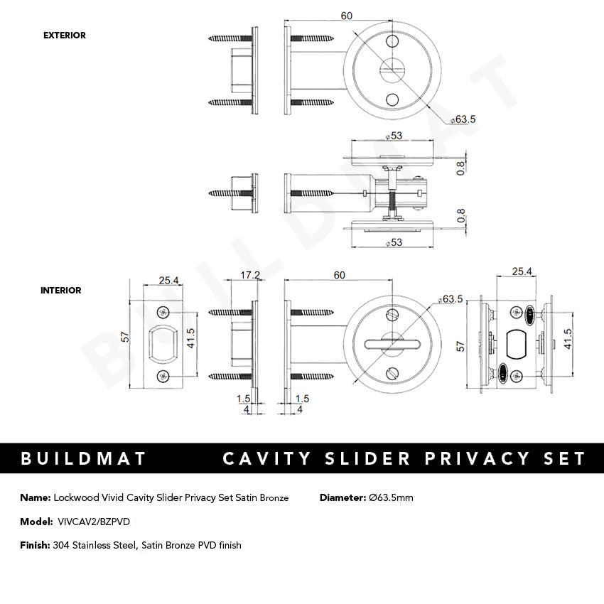 Lockwood Vivid Cavity Slider Privacy Set Satin Bronze