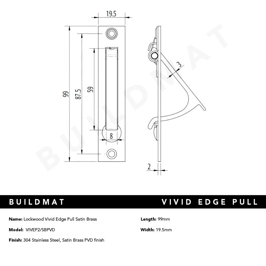 Lockwood Vivid Edge Pull Satin Brass