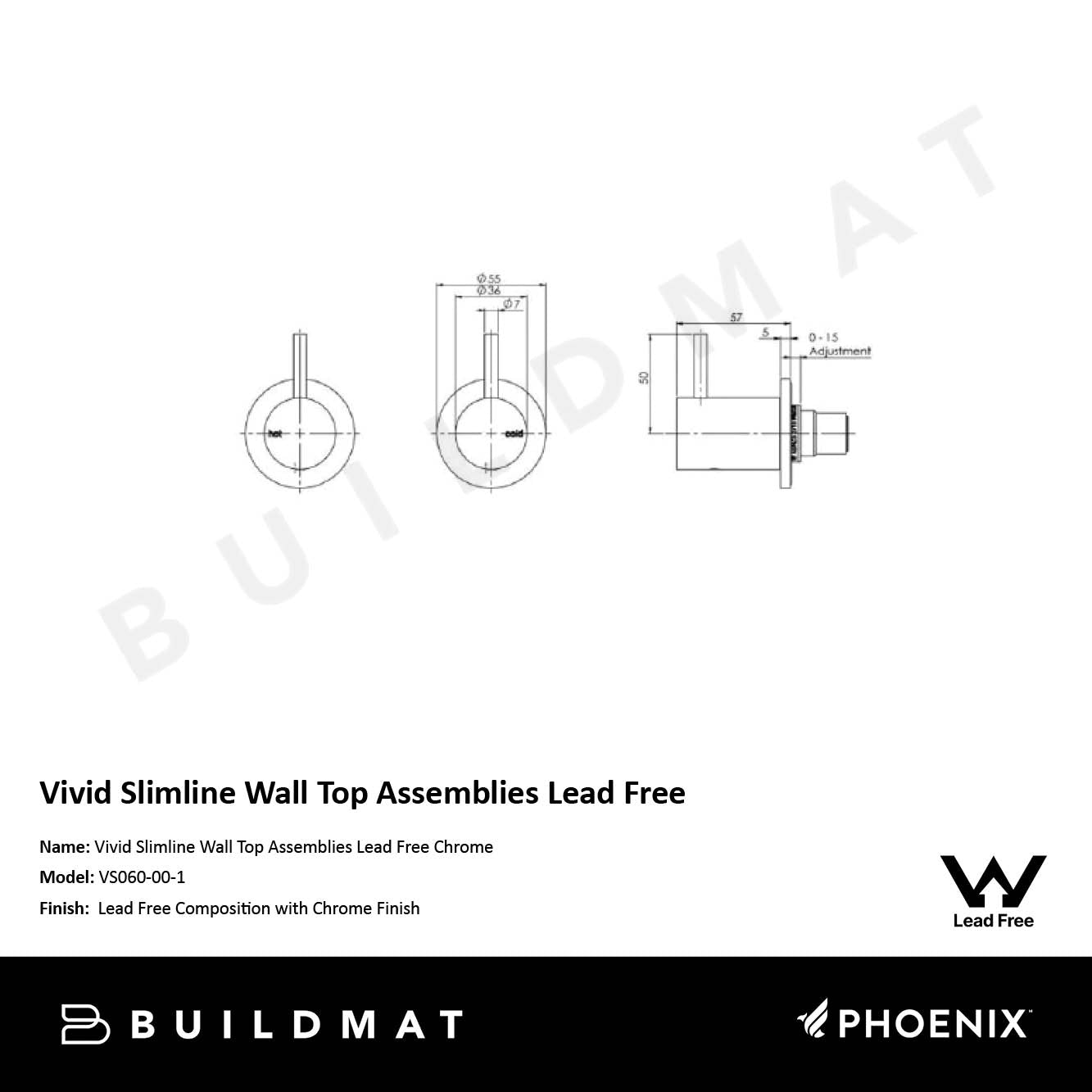 Vivid Slimline Wall Top Assemblies Lead Free Chrome