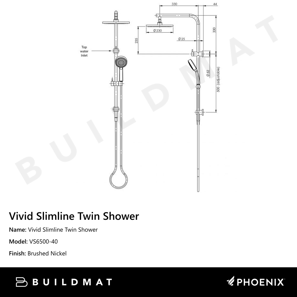 Vivid Slimline Twin Shower Brushed Nickel