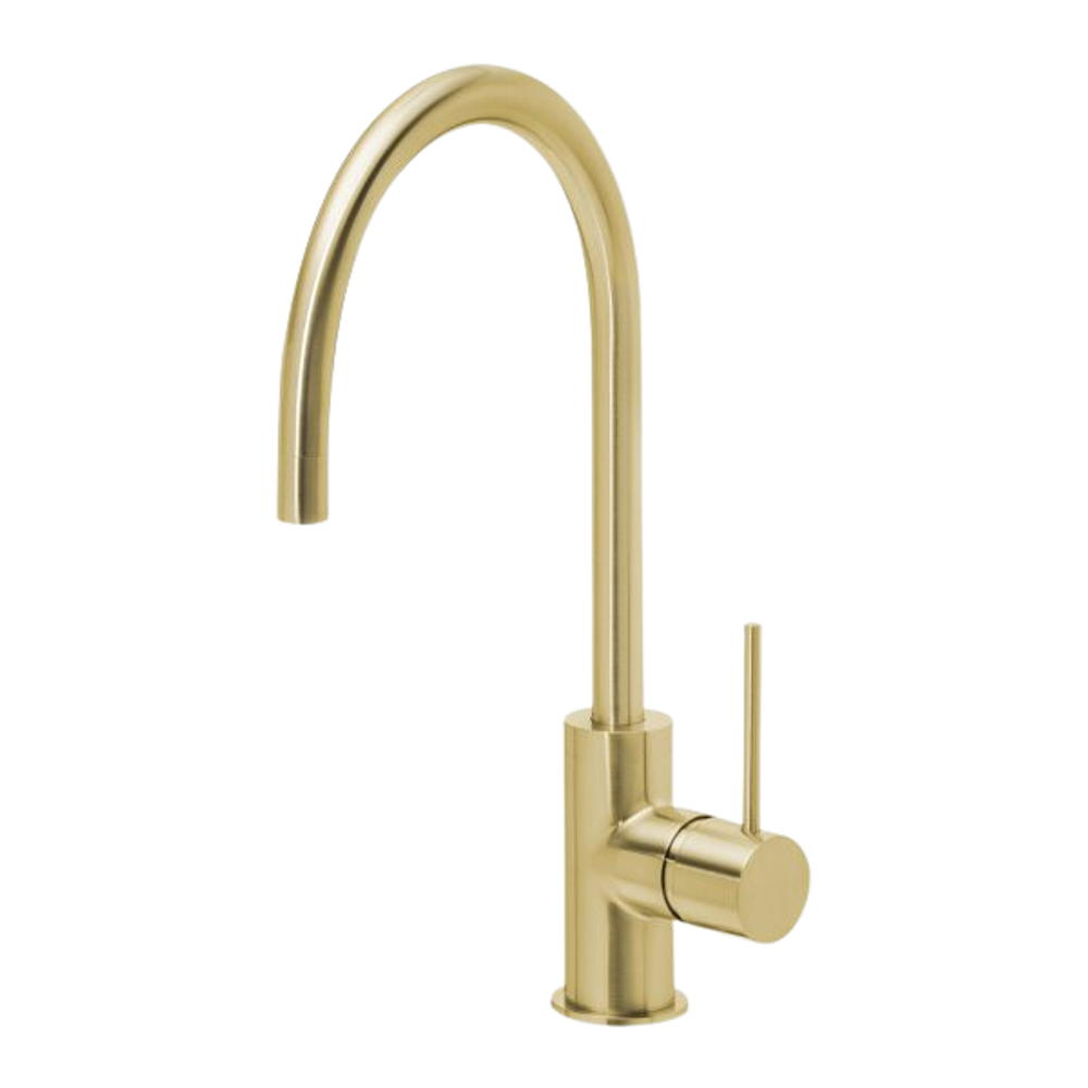 Vivid Slimline Sink Mixer 220mm Gooseneck Brushed Gold