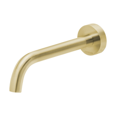 Vivid Slimline Wall Bath Outlet 180mm Curved Lead Free Brushed Gold