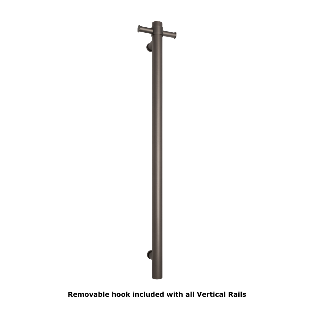 Straight Round Vertical Single Heated Towel Rail Brushed Gunmetal