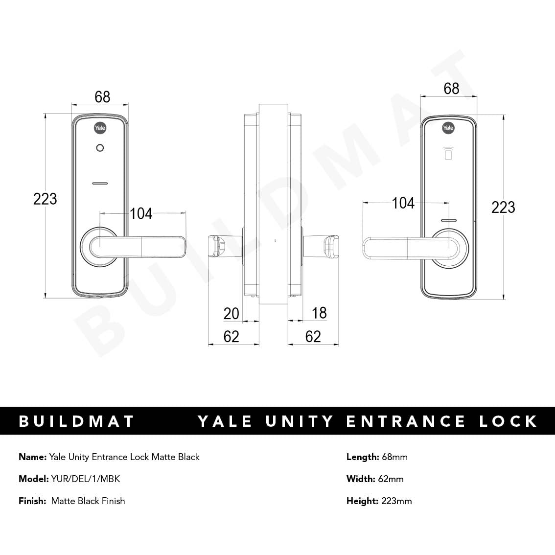 Yale Unity Entrance Lock Matte Black