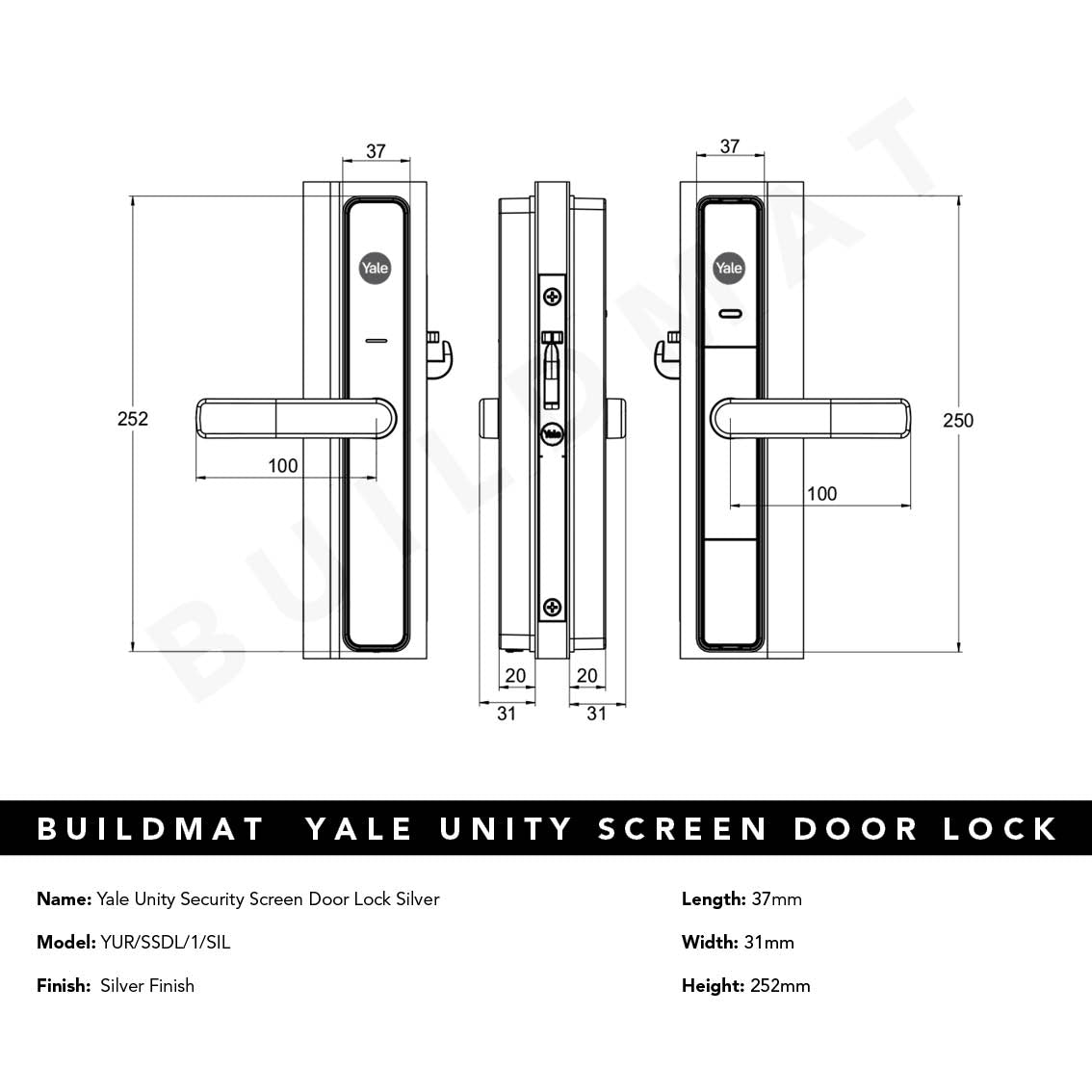 Yale Unity Security Screen Door Lock Silver