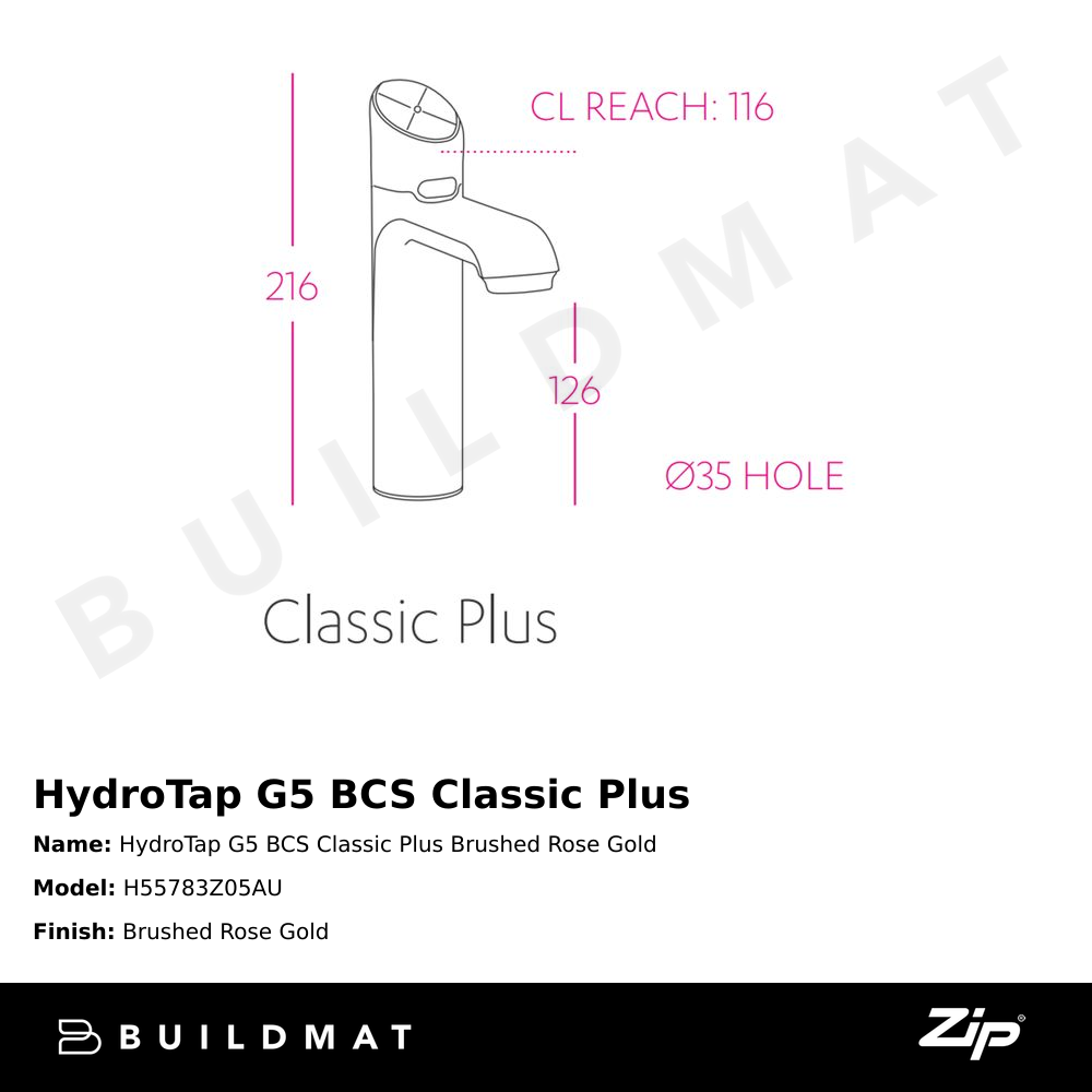 HydroTap G5 BCS Classic Plus Brushed Rose Gold