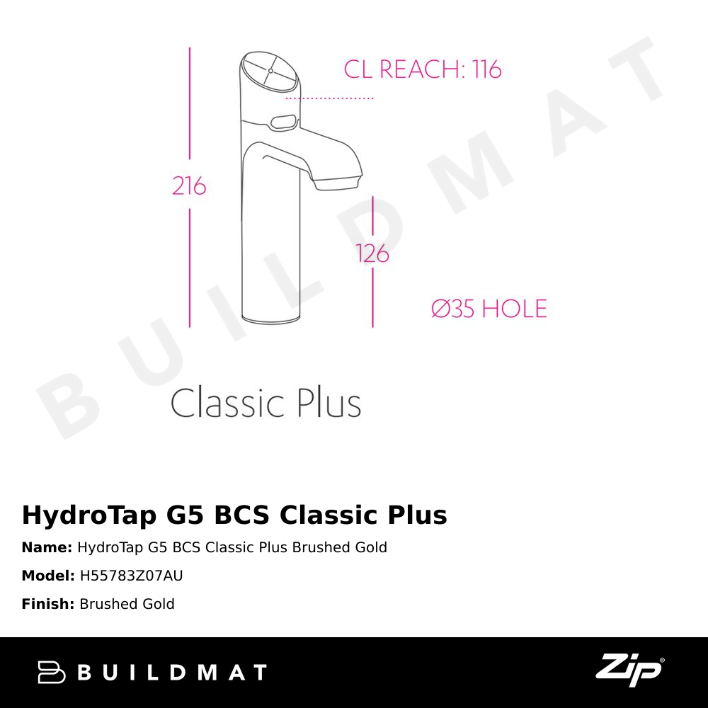 HydroTap G5 BCS Classic Plus Brushed Gold