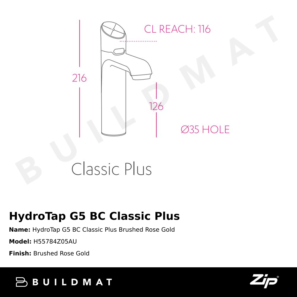 HydroTap G5 BC Classic Plus Brushed Rose Gold