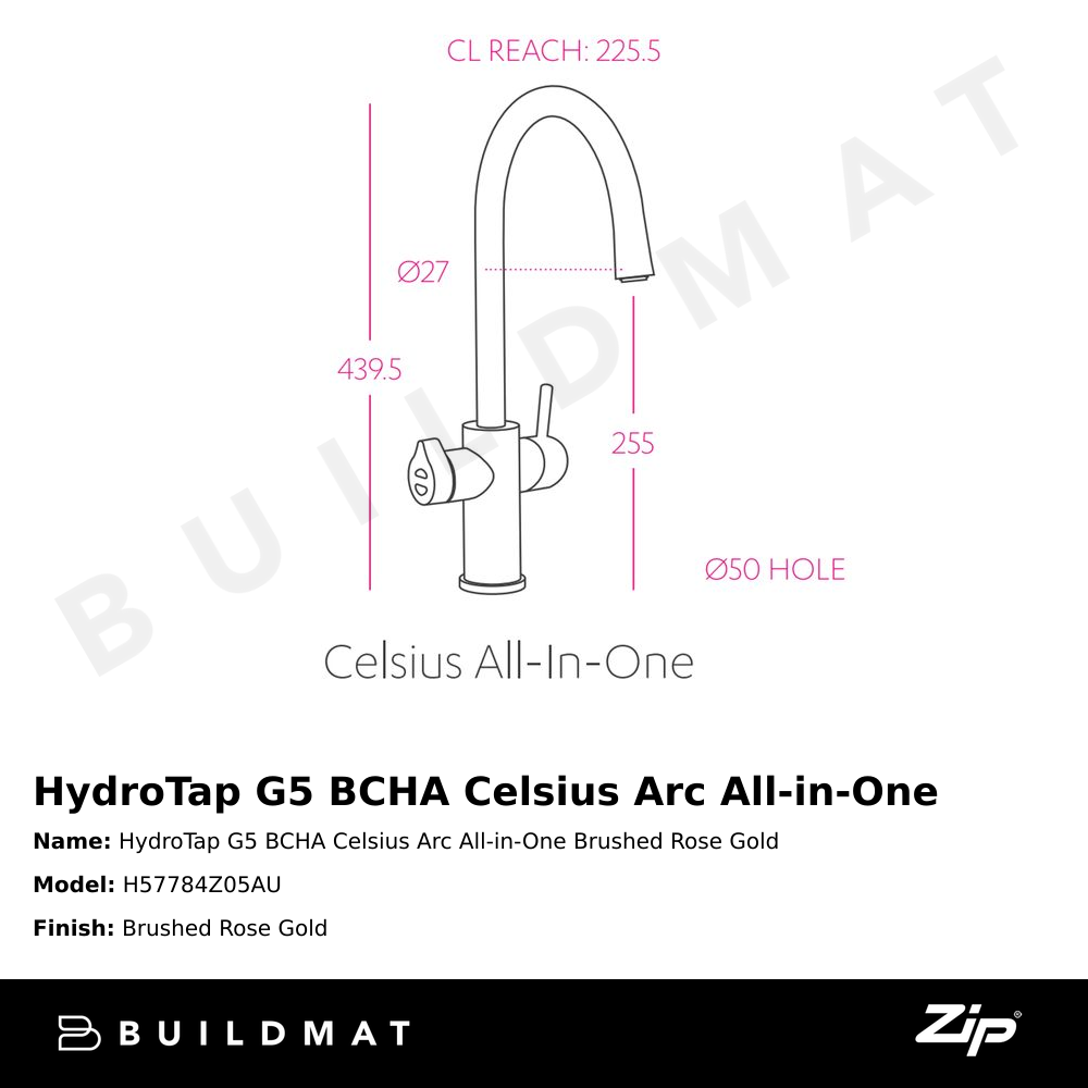 HydroTap G5 BCHA Celsius Arc All-in-One Brushed Rose Gold