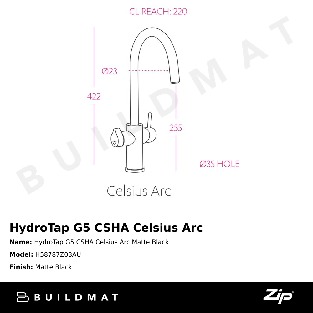 HydroTap G5 CSHA Celsius Arc Matte Black