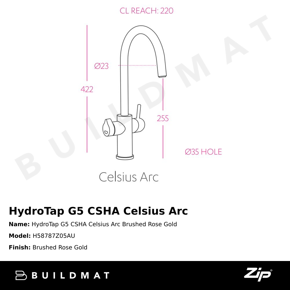 HydroTap G5 CSHA Celsius Arc Brushed Rose Gold