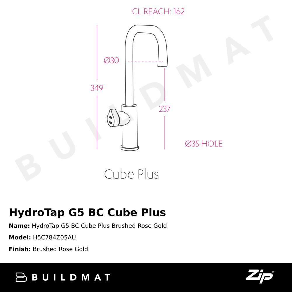 HydroTap G5 BC Cube Plus Brushed Rose Gold