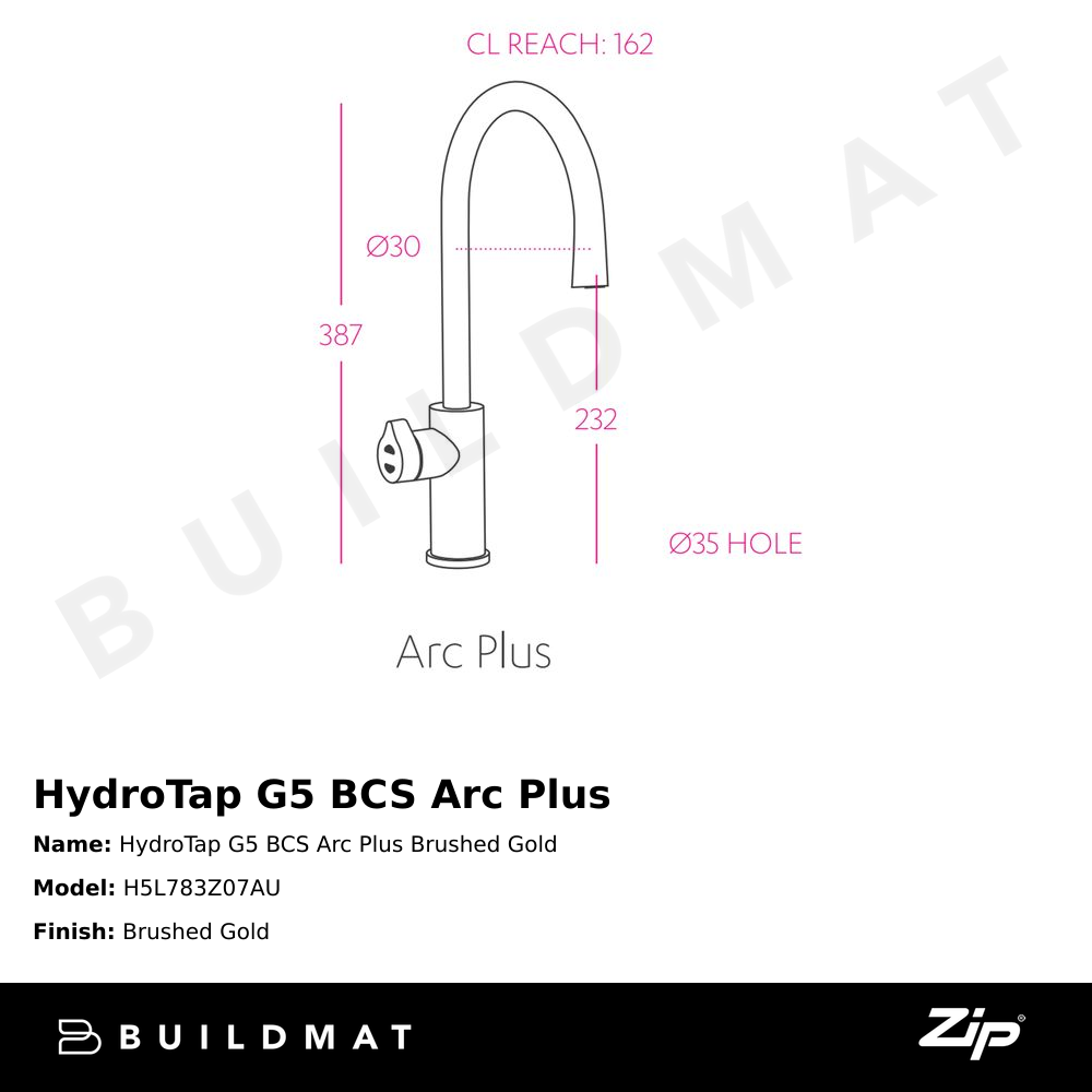 HydroTap G5 BCS Arc Plus Brushed Gold