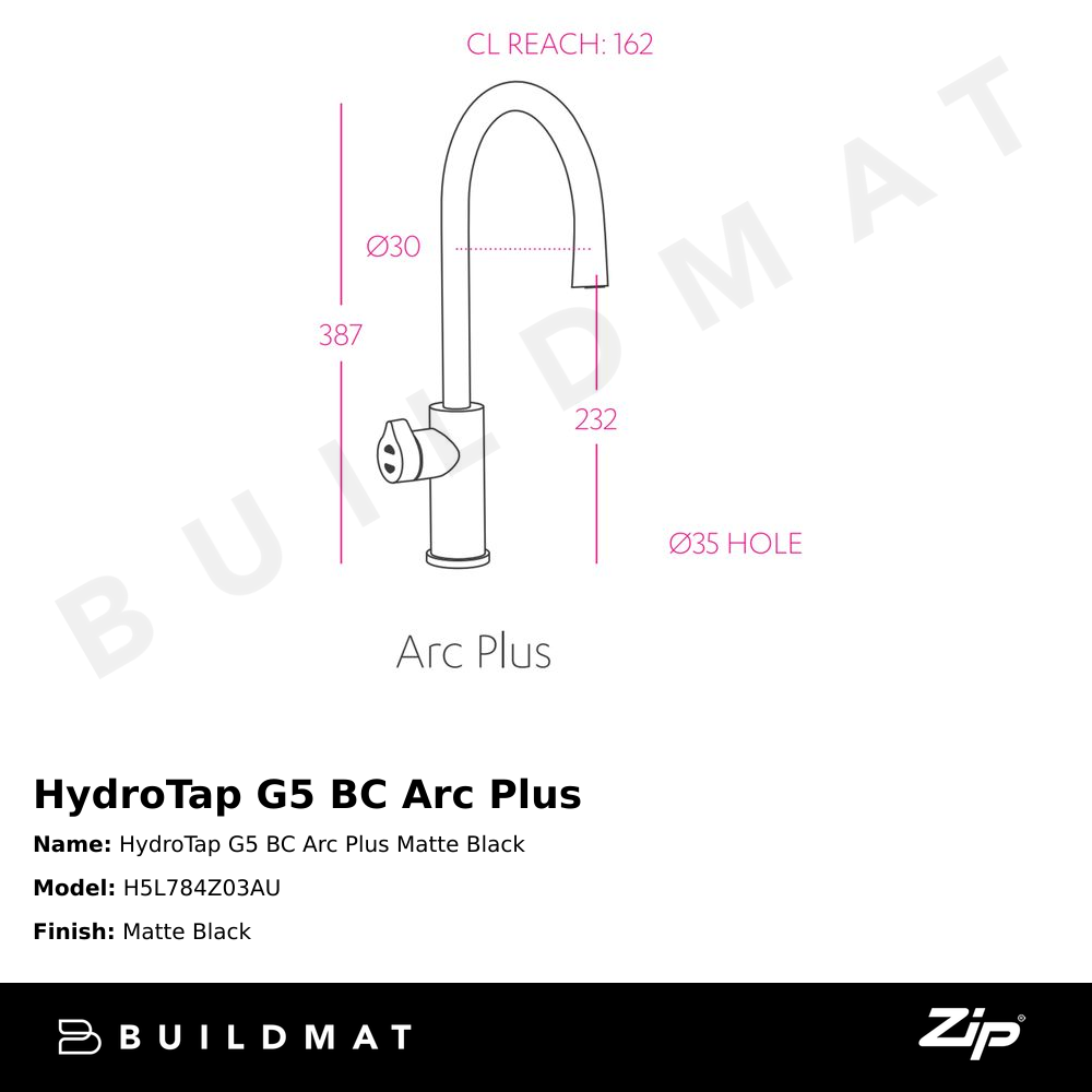 HydroTap G5 BC Arc Plus Matte Black