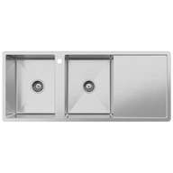 Theo 1200x500 Double Bowl Tap Landing with Right Drain Board Sink