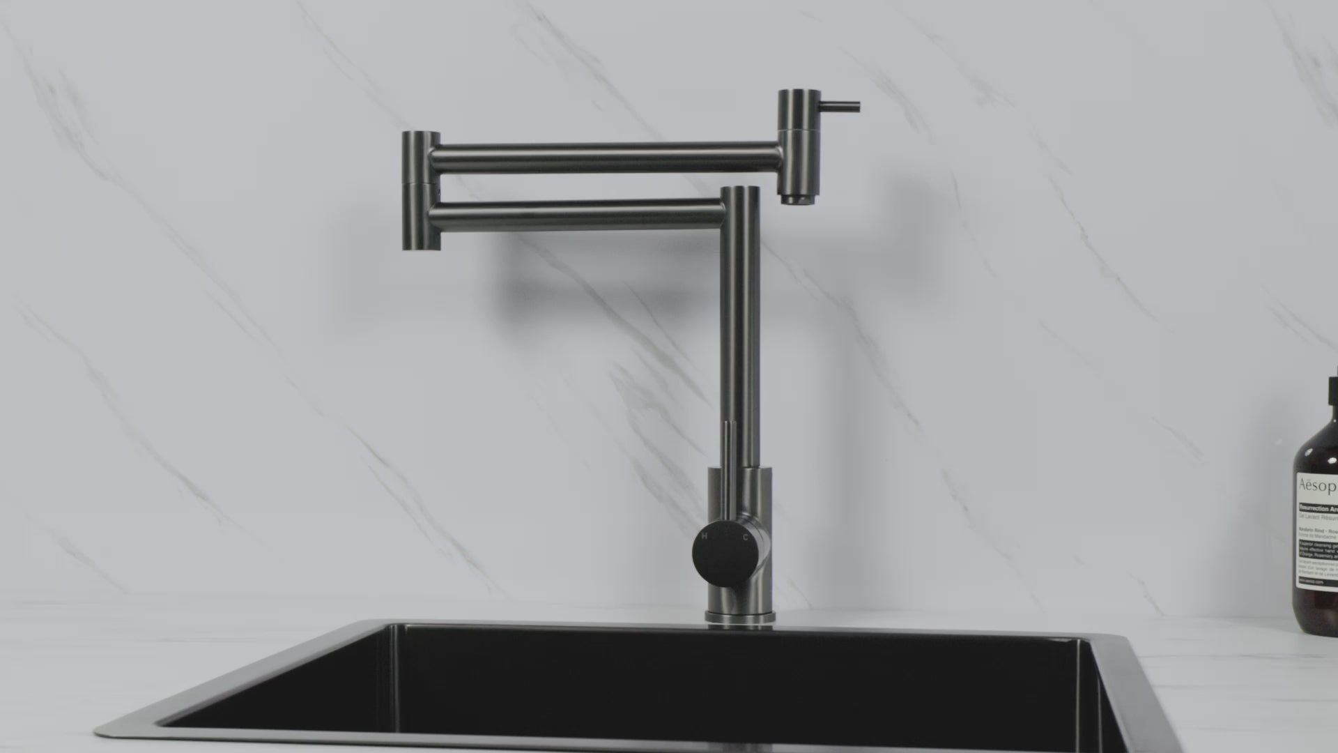 Barbara Bench Pot Filler Brushed Gunmetal