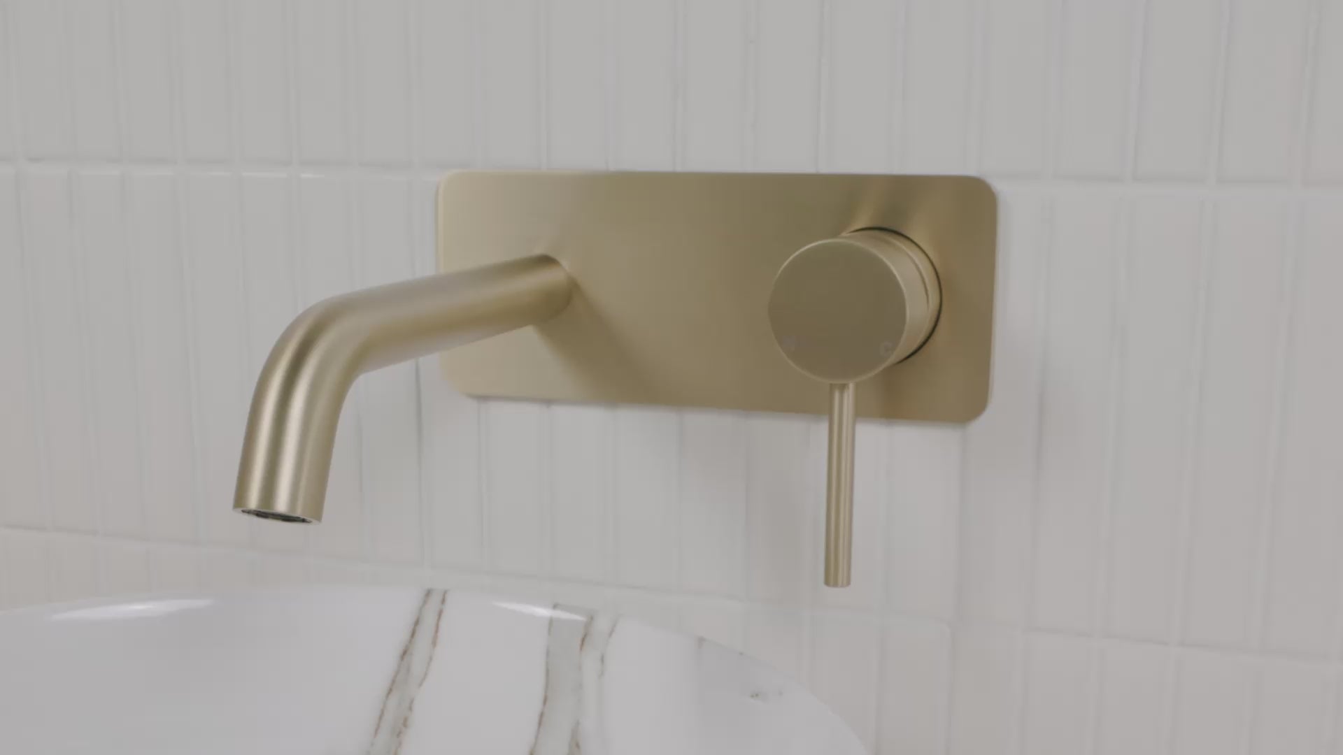 Mira Brushed Brass Gold Wall Mixer and Spout