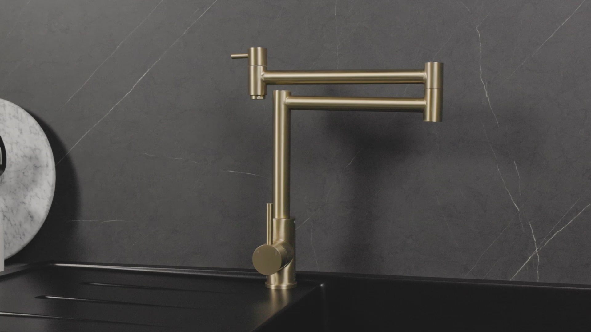 Barbara Bench Pot Filler Brushed Brass Gold