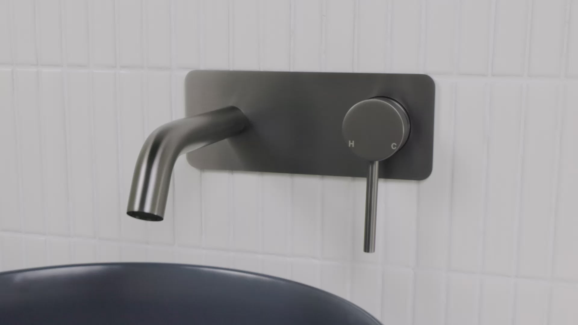 Mira Brushed Gunmetal Wall Mixer and Spout