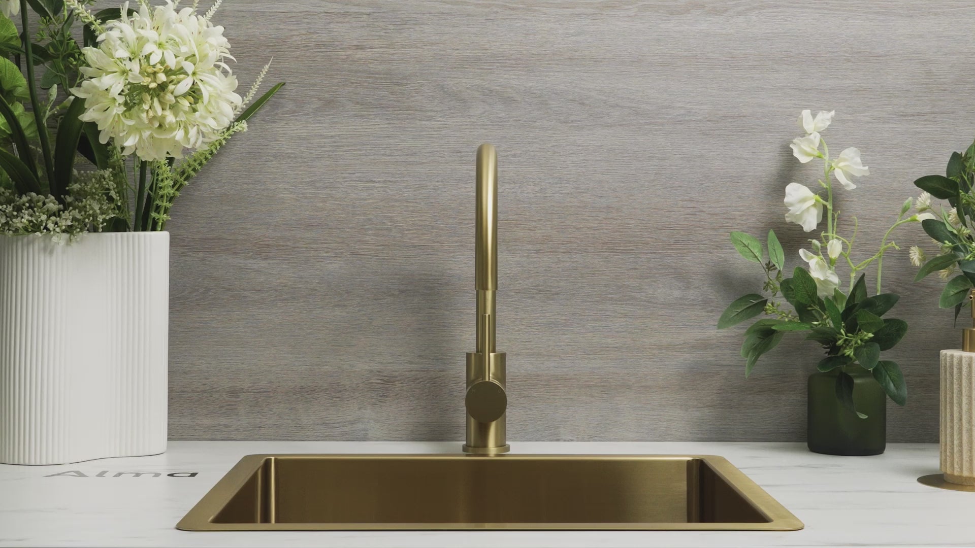 Ashanti Brushed Brass Gold Gooseneck Mixer