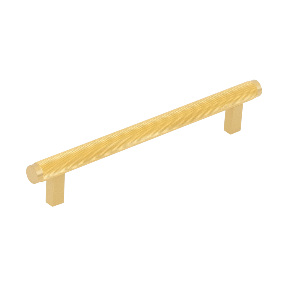 Momo Bellevue Solid Brass Knurled Bar Pull 160mm Brushed Satin Brass