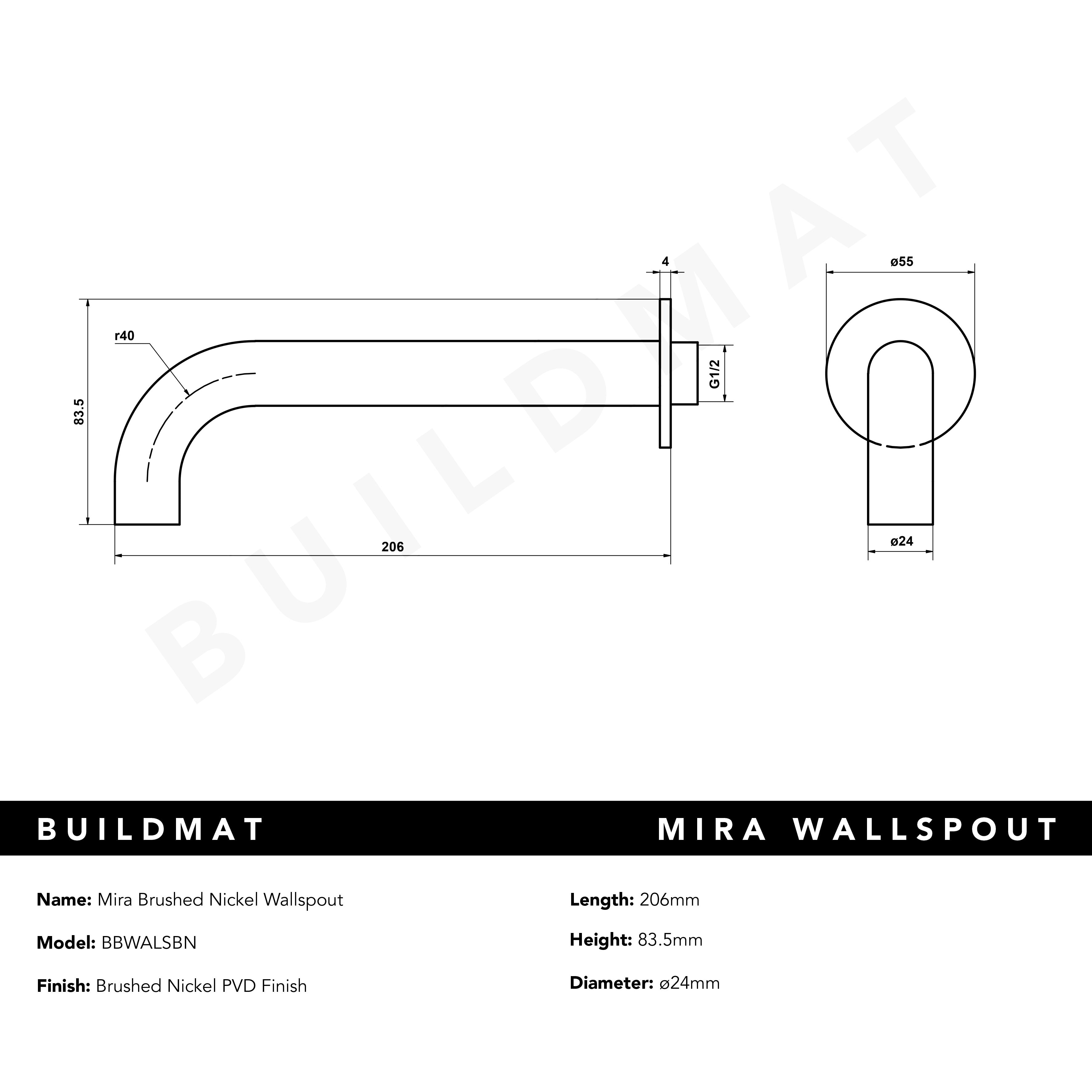 Mira Brushed Nickel Wall Spout