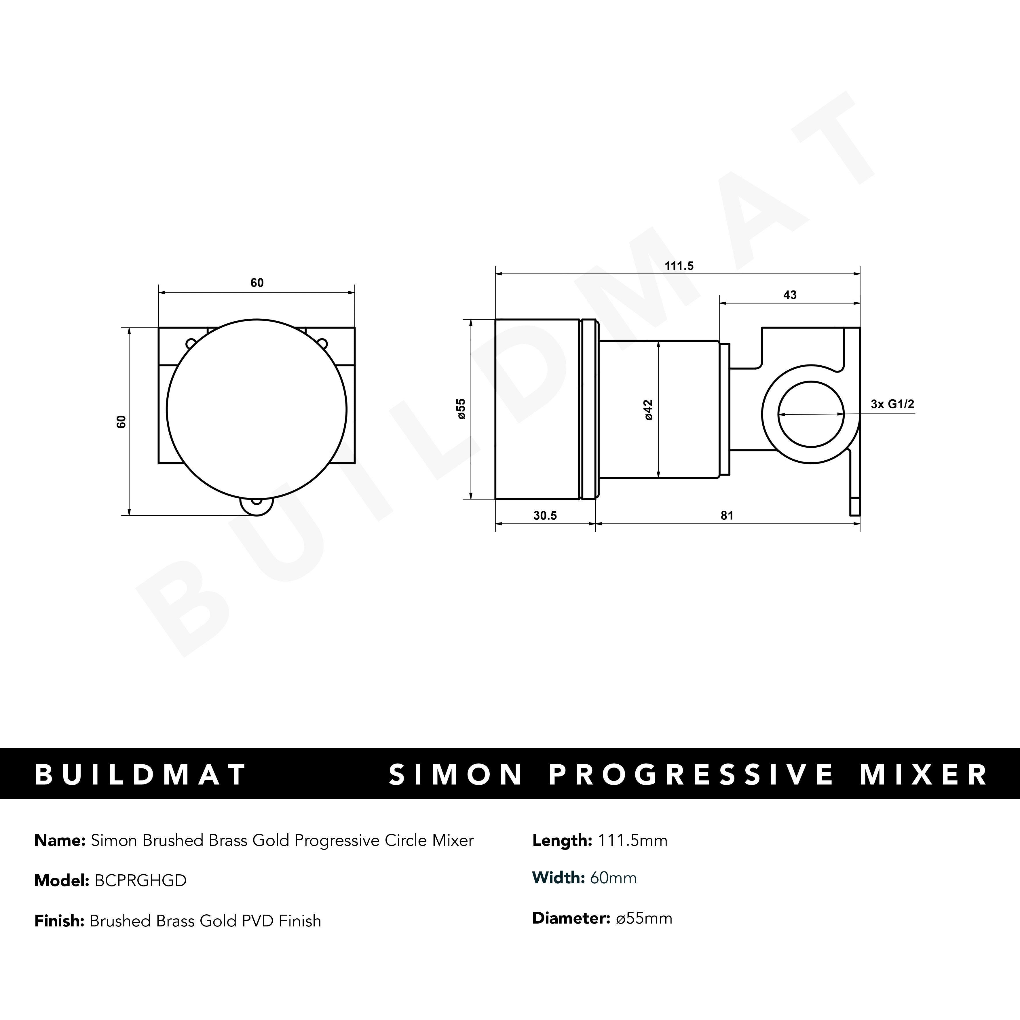 Simon Brushed Brass Gold Progressive Circle Mixer