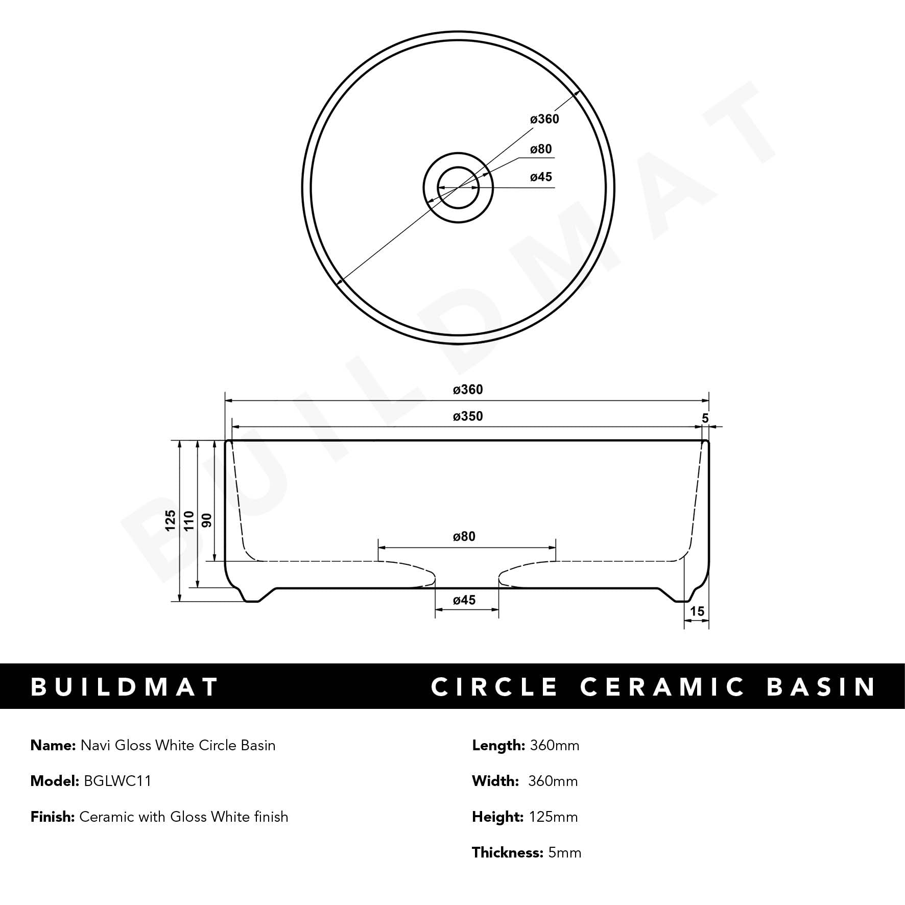 Navi Gloss White Circle Basin