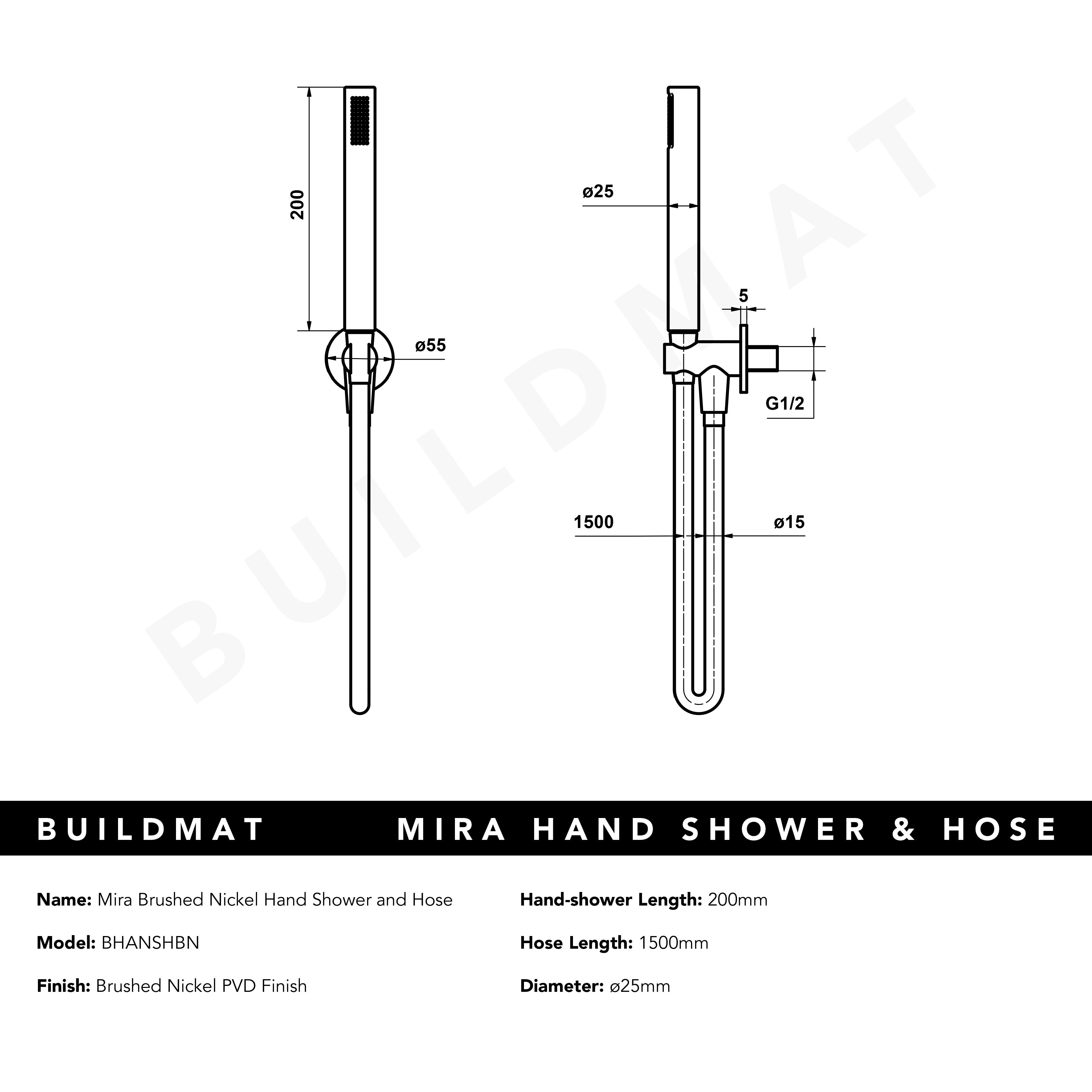 Mira Brushed Nickel Hand Shower and Hose