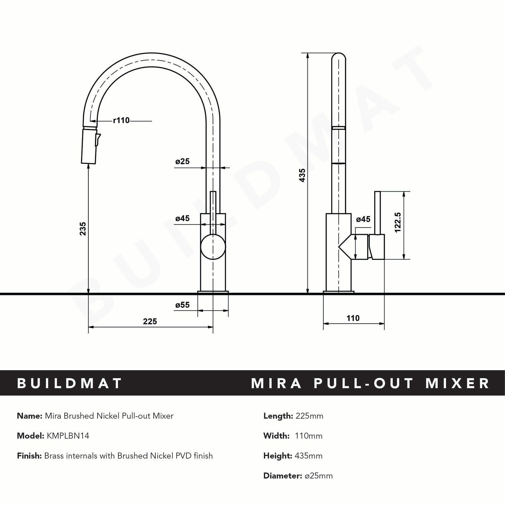 Mira Brushed Nickel Pull Out Mixer