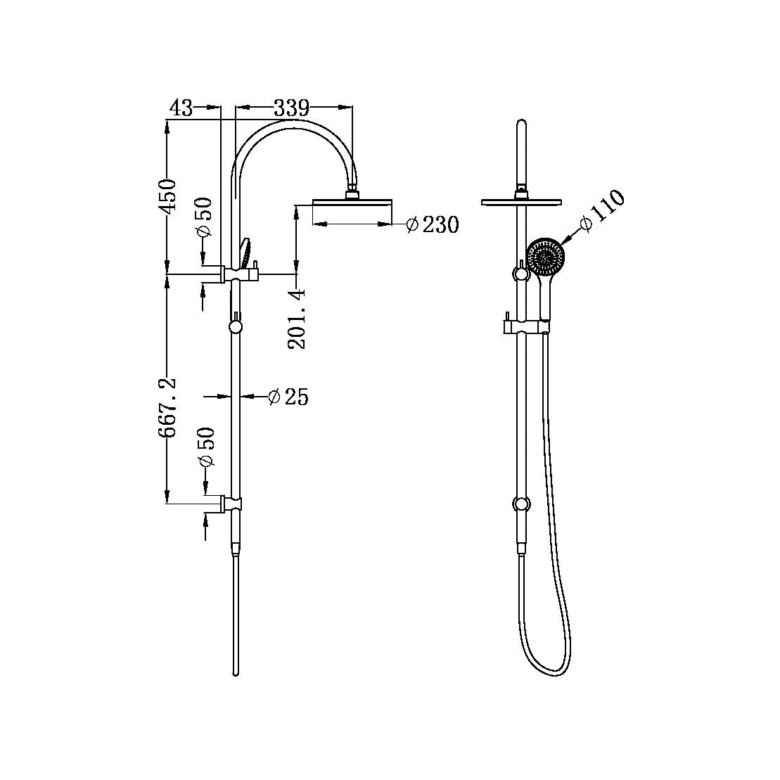 Mecca Twin Shower with Air Shower Brushed Nickel