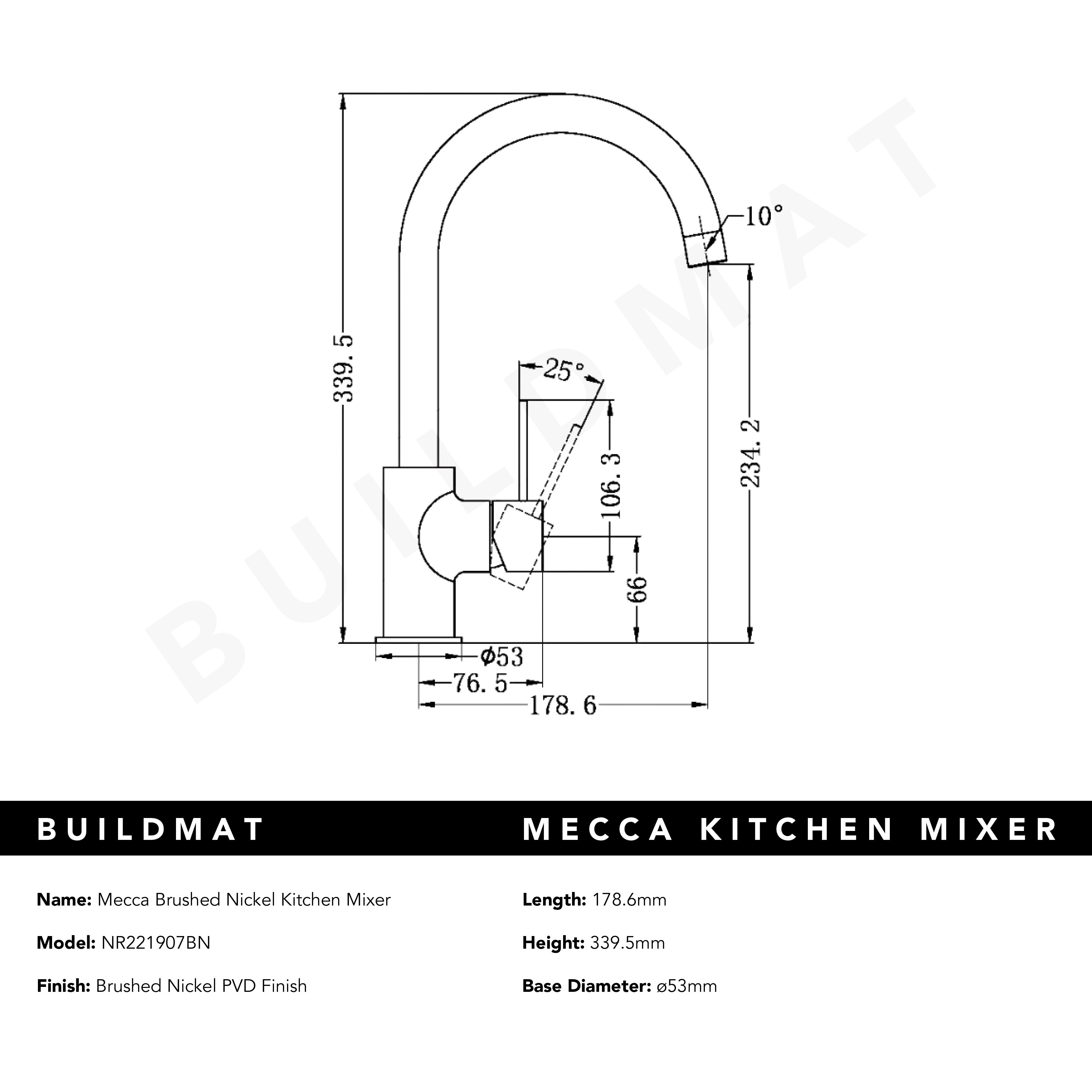 Mecca Brushed Nickel Kitchen Mixer