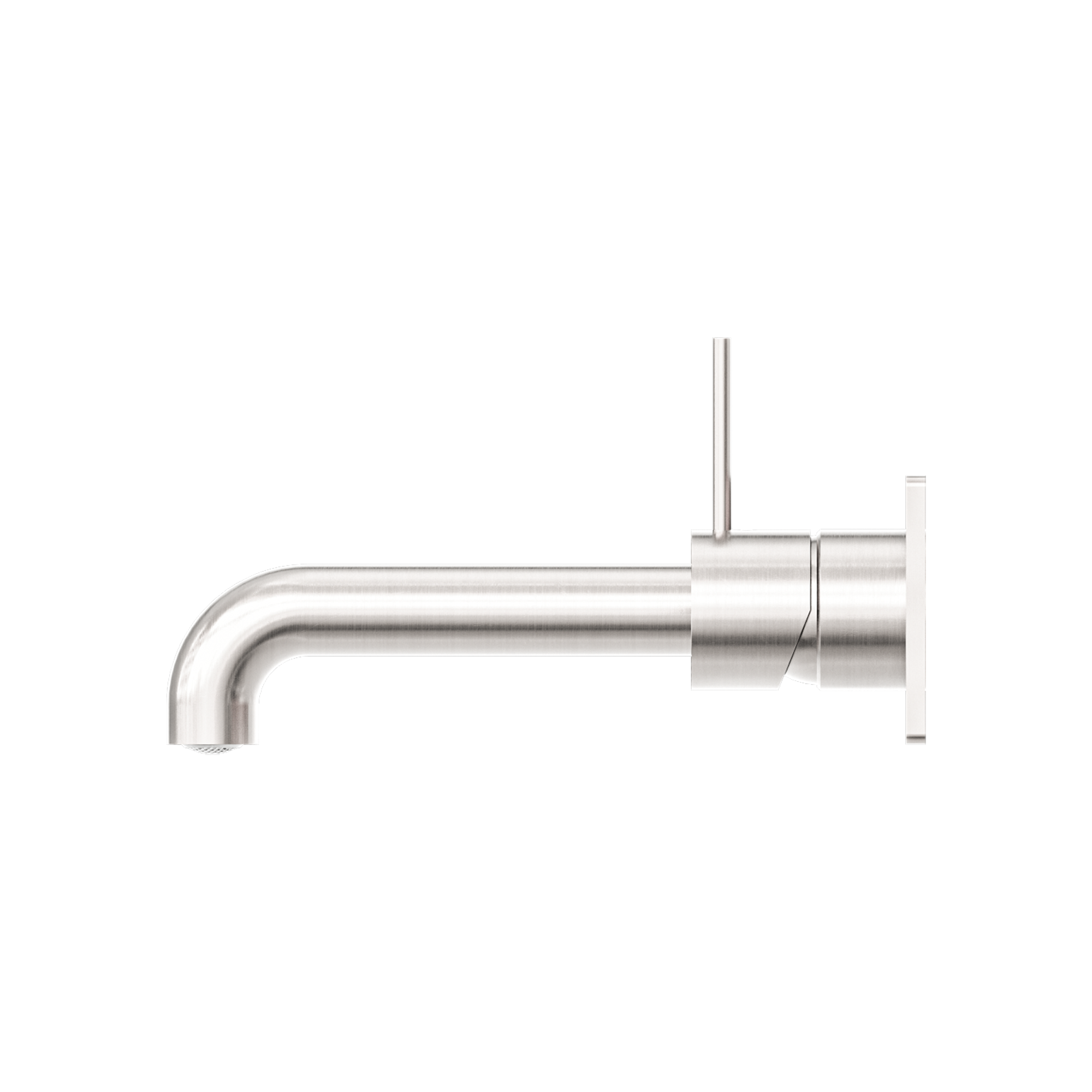 Mecca Wall Basin Mixer Handle Up 185mm Spout Brushed Nickel