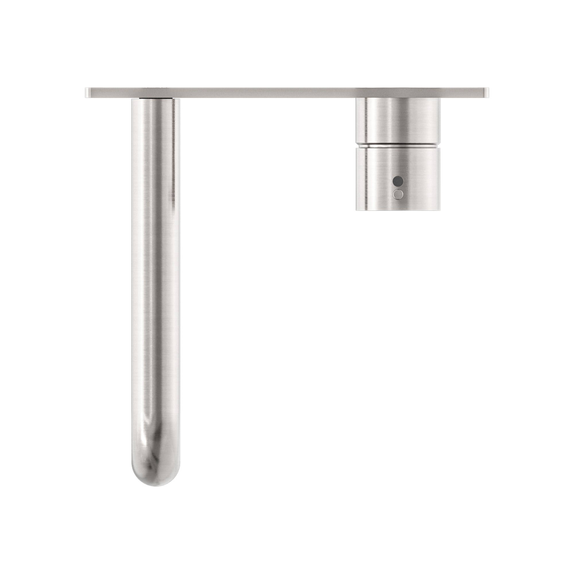 Mecca Wall Basin Mixer Handle Up 185mm Spout Brushed Nickel